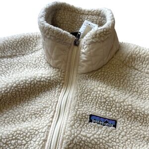 Patagonia Deep Pile Fleece Vest Retro-X Cream White Sherpa Zip Womens L 23080